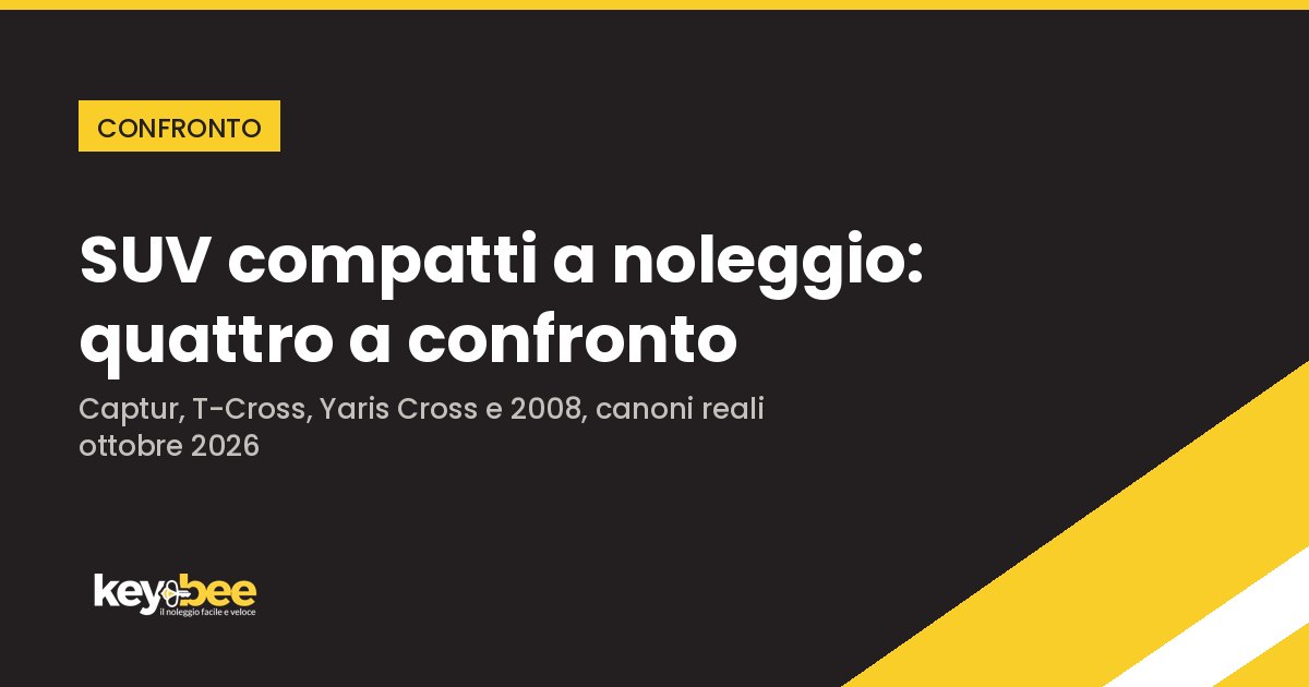 SUV compatti a noleggio lungo termine — Renault Captur, Volkswagen T-Cross, Toyota Yaris Cross e Peugeot 2008 a confronto | Blog KeyBee
